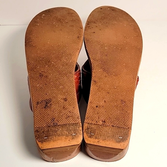 Vintage QualiCraft Brown Leather Wooden Flip Flop Thong Sandals Brazil 10 - Picture 13 of 13